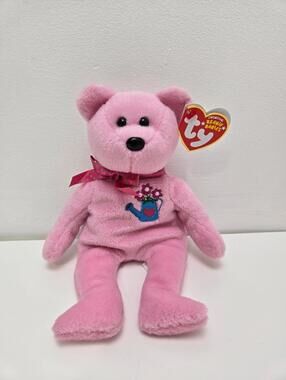 Ty Beanie Baby “Mothering” the Pink Bear with Watering Can on Chest (8.5 inch)